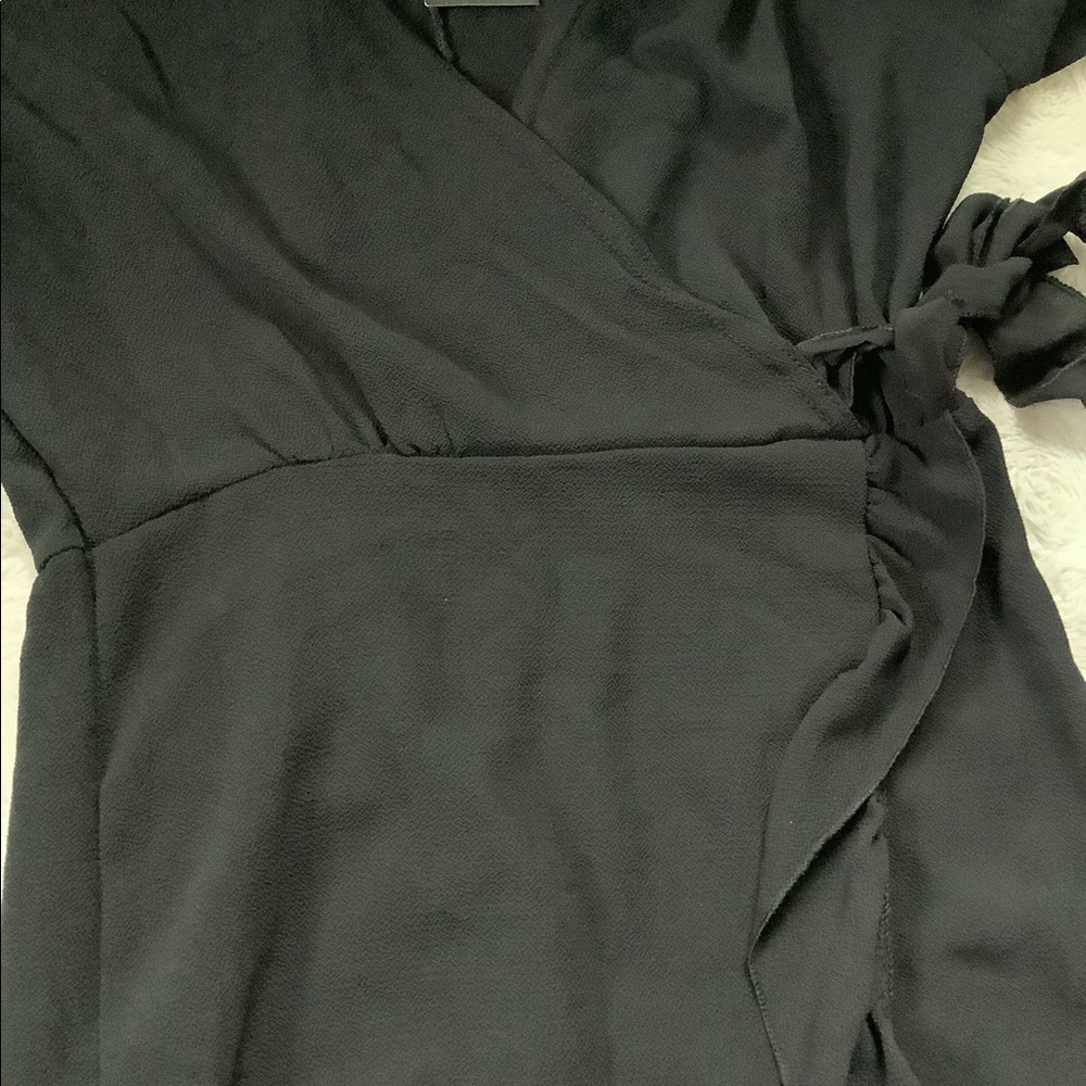 Nwt Boohoo Petite Black Woven Wrap Midi Dress Size 4 - Picture 10 of 11